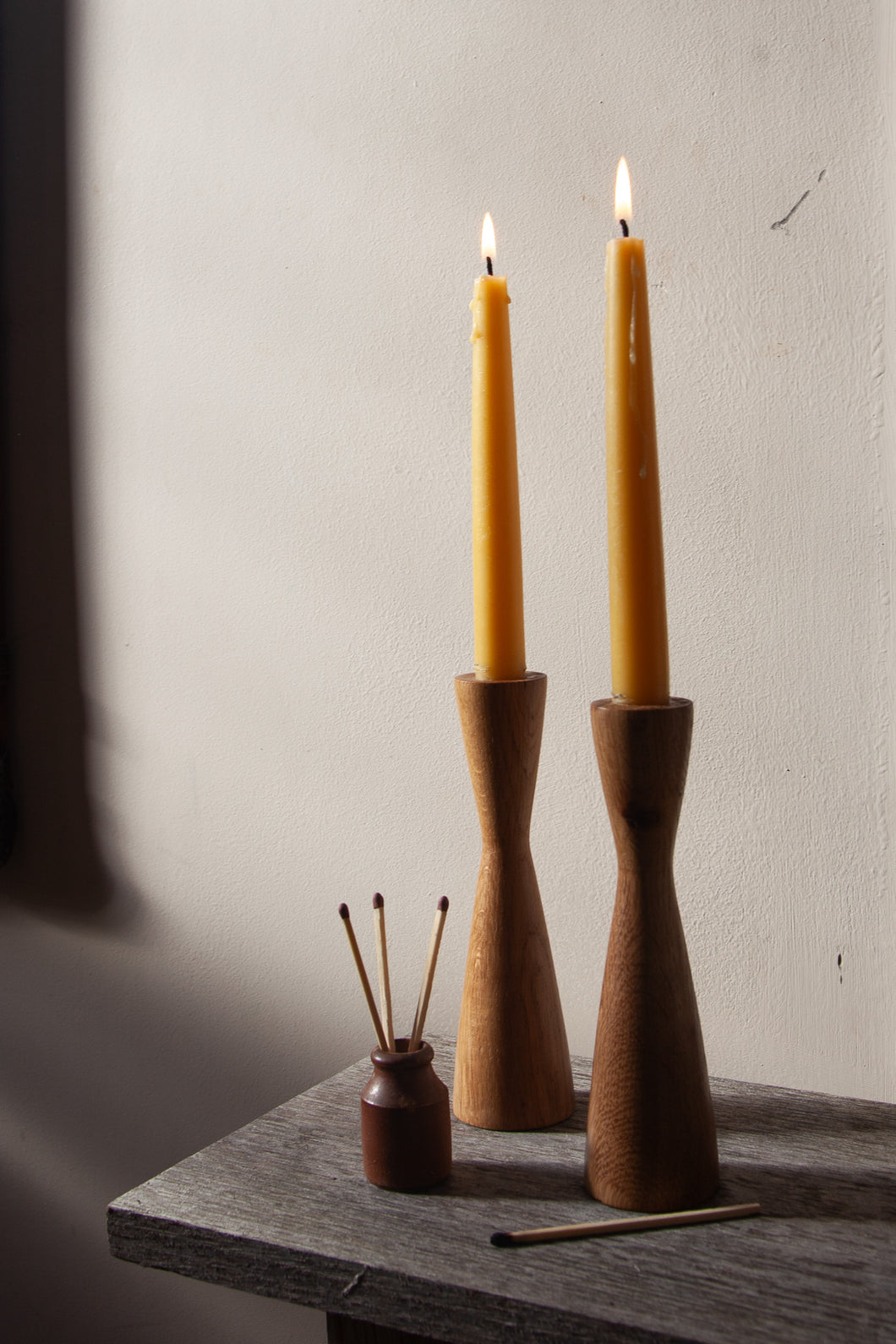 Pair of Oak Candle Holders