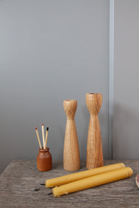 Pair of Oak Candle Holders