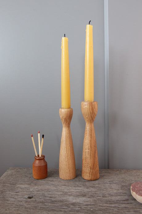 Pair of Oak Candle Holders