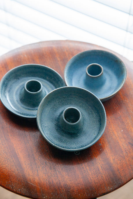 Blue Glazed Candle Holder