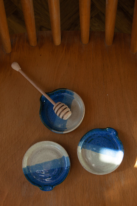 Handmade Ceramic Spoon Rest - Blue