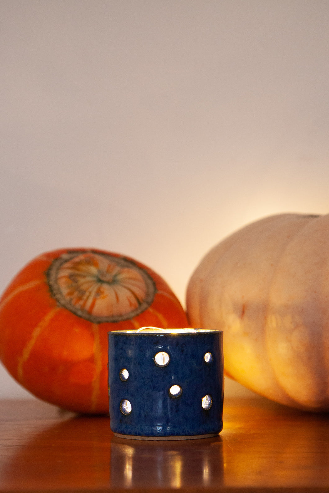 Handmade Ceramic Tea Light - Blue