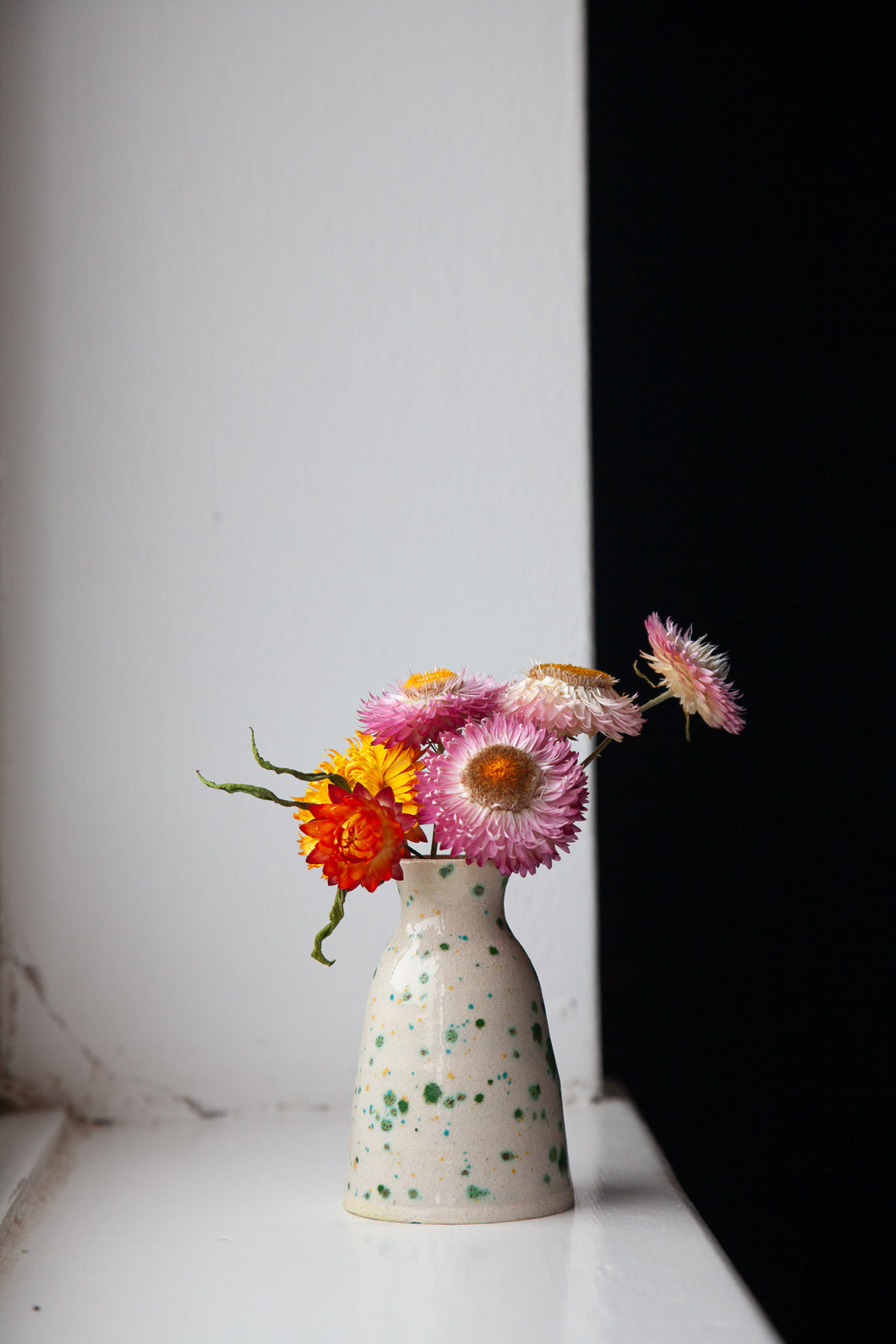 Handmade Ceramic Candle Holder / Bud Vase - Speckled