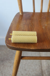 Pair of Short Hand Rolled Beeswax Candles