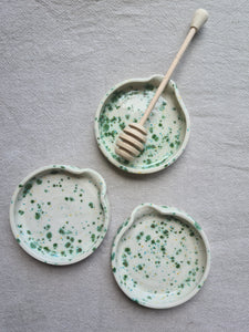 Handmade Ceramic Spoon Rest -Speckled