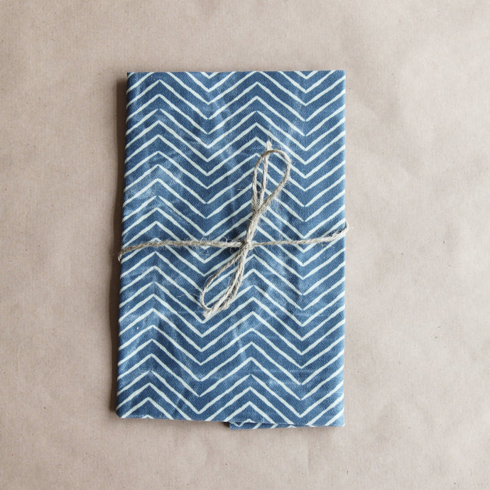 Reusable Cotton Beeswax Wrap - Denim Zigzag Lines