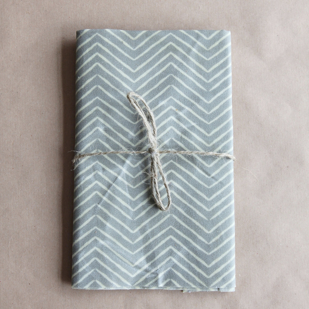 Reusable Cotton Beeswax Wrap - Grey Zigzag Lines
